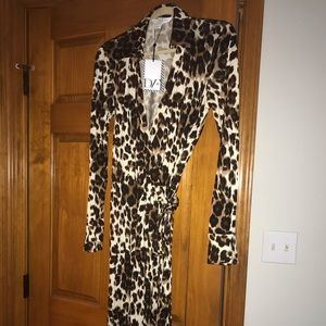 Diane Von Furstenberg Snow Cheetah Wrap Dress